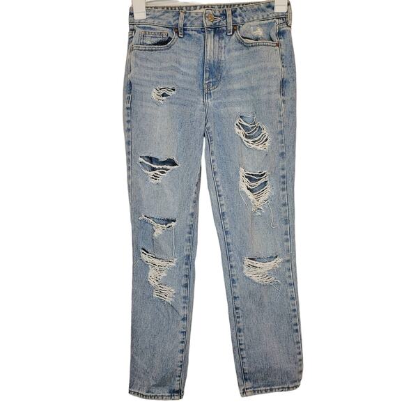 Pac Sun womens distressed Eco light wash high rise mom jean size 24 - Picture 1 of 7